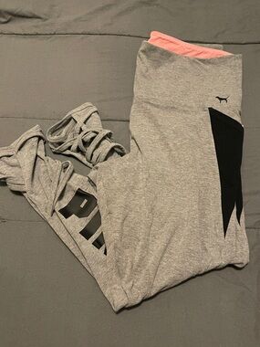 PINK Victoria's Secret Grey Leggings with Pink Trim